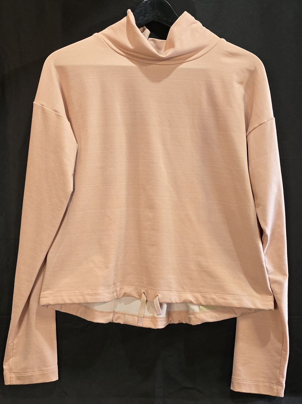 REI Co-op Blush Pink Mock Neck Box Pleat Back Cinch Hem Pullover